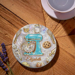 Baking With Love, Personalized Ceramic Coaster, Gift For Bakers