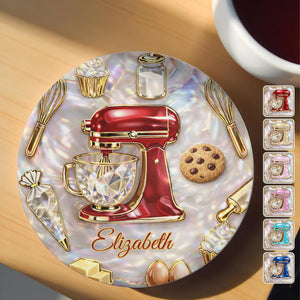 Baking With Love, Personalized Ceramic Coaster, Gift For Bakers
