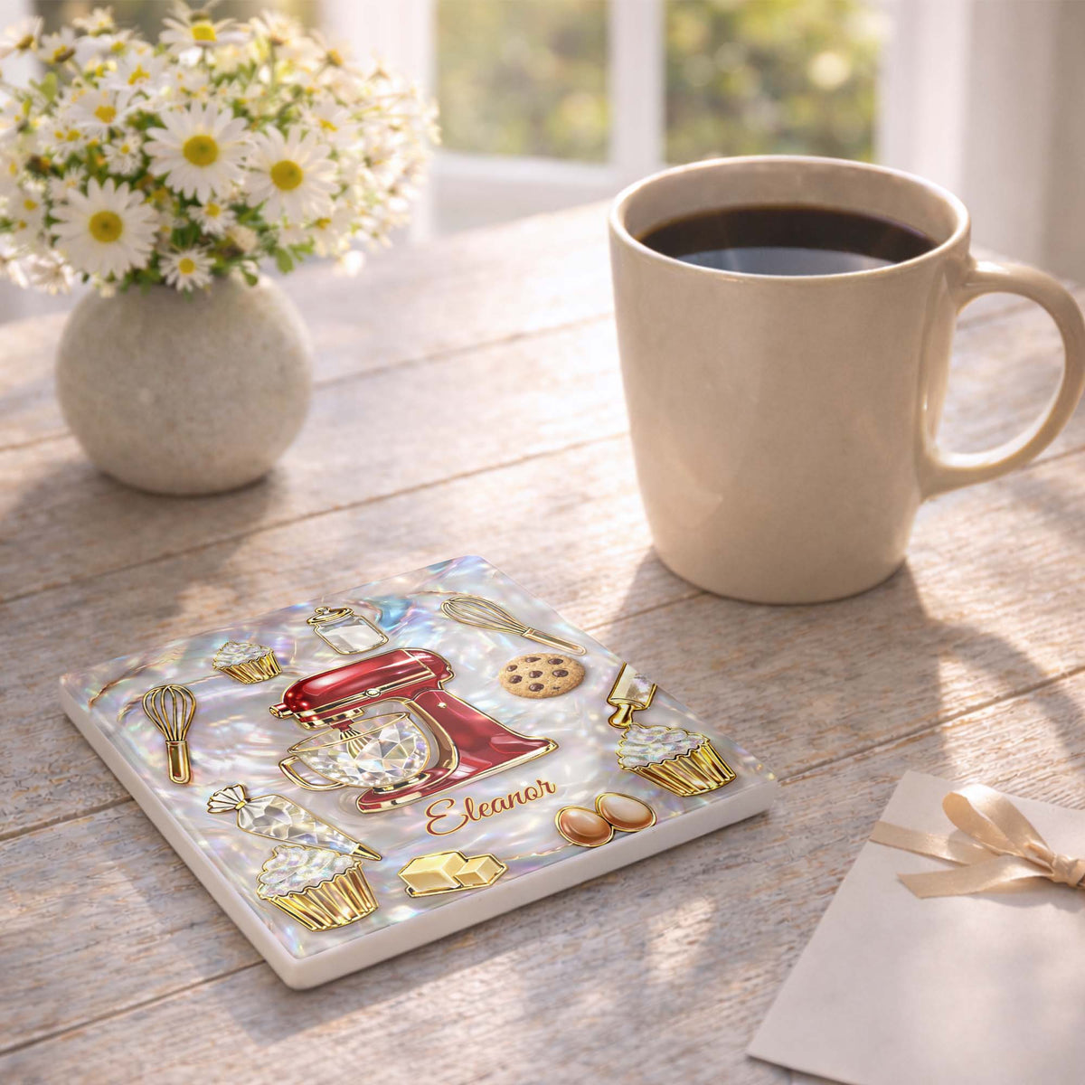 Baking Is A Work Of Heart Coaster, Gift For Mom and Baking lovers