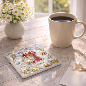 Baking Is A Work Of Heart Coaster, Gift For Mom and Baking lovers