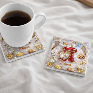 Baking Is A Work Of Heart Coaster, Gift For Mom and Baking lovers