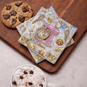Baking Is A Work Of Heart Coaster, Gift For Mom and Baking lovers