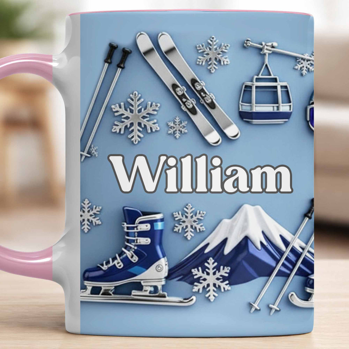 Capture the Thrill of Winter Sports and Chilly Adventures,Personalized Mug,Gift for Skiers and Snowboarders