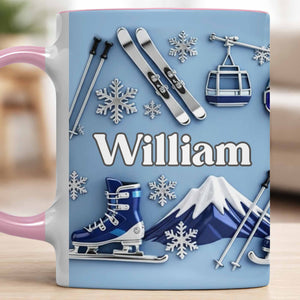 Capture the Thrill of Winter Sports and Chilly Adventures,Personalized Mug,Gift for Skiers and Snowboarders