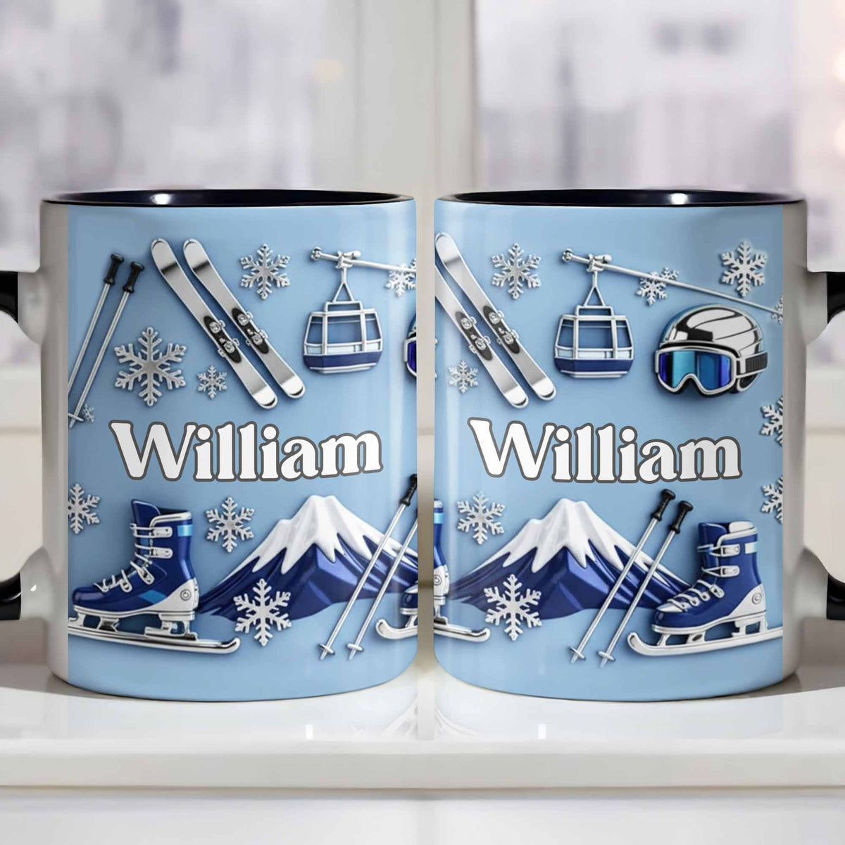 Capture the Thrill of Winter Sports and Chilly Adventures,Personalized Mug,Gift for Skiers and Snowboarders