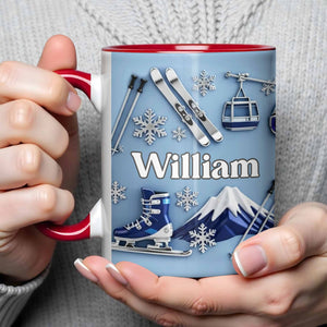 Capture the Thrill of Winter Sports and Chilly Adventures,Personalized Mug,Gift for Skiers and Snowboarders