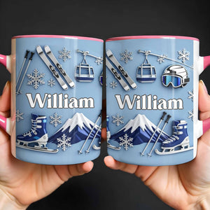 Capture the Thrill of Winter Sports and Chilly Adventures,Personalized Mug,Gift for Skiers and Snowboarders