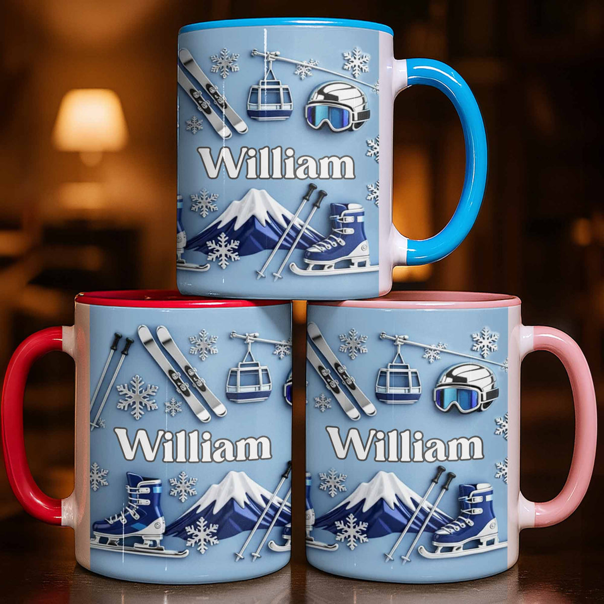 Capture the Thrill of Winter Sports and Chilly Adventures,Personalized Mug,Gift for Skiers and Snowboarders
