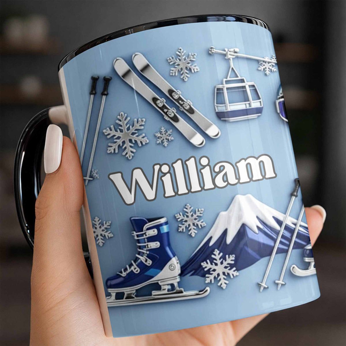 Capture the Thrill of Winter Sports and Chilly Adventures,Personalized Mug,Gift for Skiers and Snowboarders