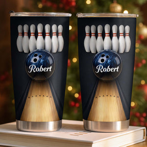 Celebrate Every Strike Bowling Tumbler, Stainless Steel Tumbler 20oz 30oz, Gift For Bowlers and Sports Fans