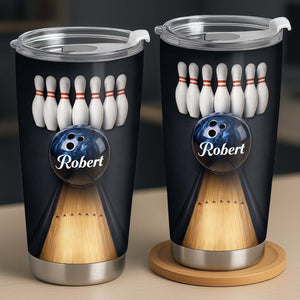 Celebrate Every Strike Bowling Tumbler, Stainless Steel Tumbler 20oz 30oz, Gift For Bowlers and Sports Fans