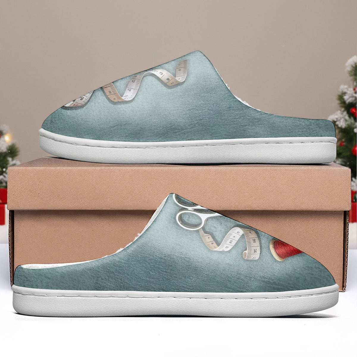 Customize With Your Name And Favorite Sewing Icons, Personalized Unisex Slippers, Gift For Crafters And Sewing Lovers