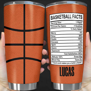 Basketball Facts, Personalized Tumbler, Gift For Players and Athletes