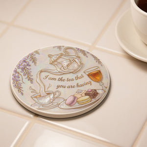 I Am The Tea, Personalized Custom Ceramic Coaster, Gift For Tea Lovers