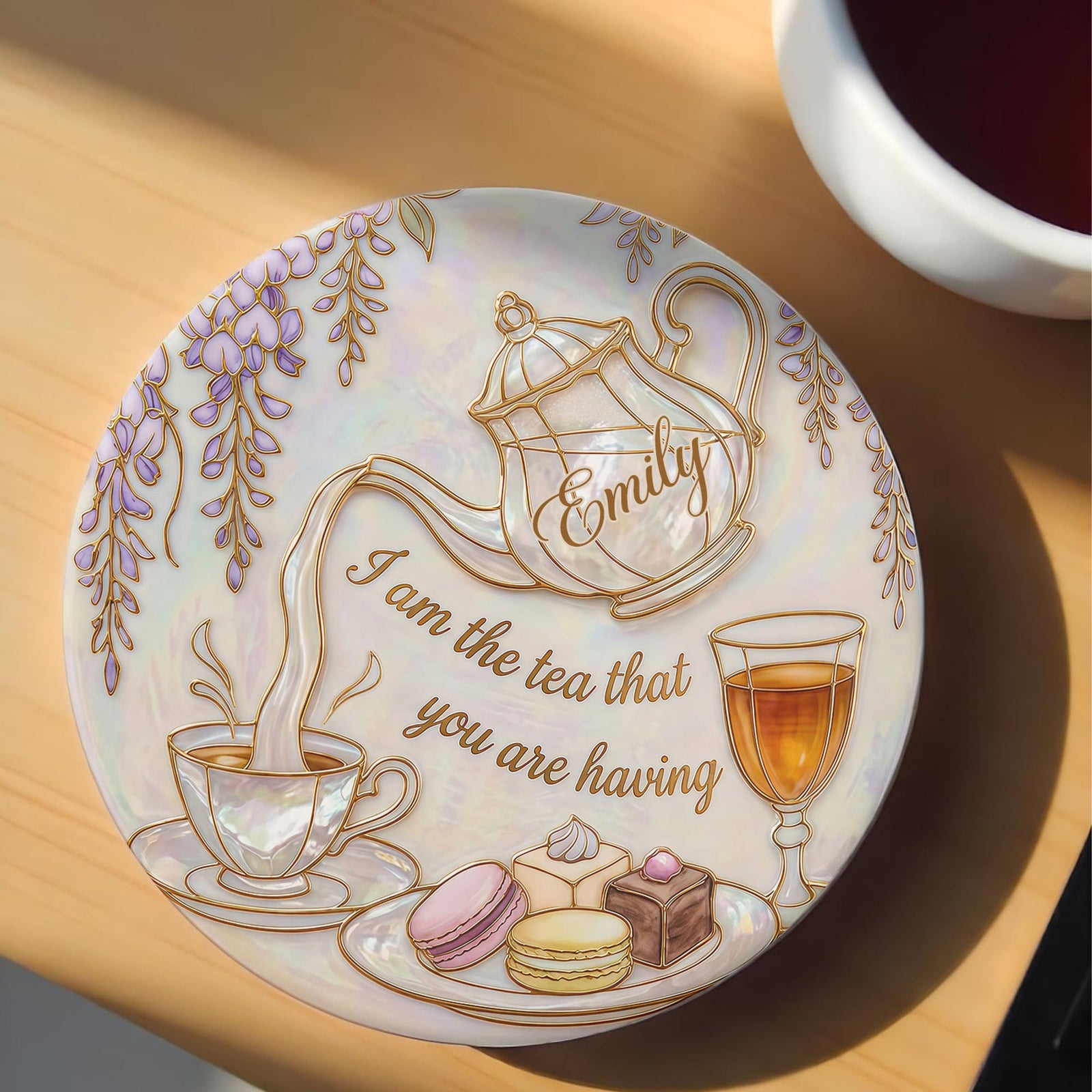 I Am The Tea, Personalized Custom Ceramic Coaster, Gift For Tea Lovers