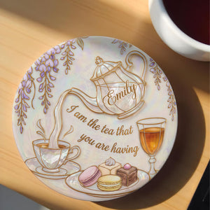 I Am The Tea, Personalized Custom Ceramic Coaster, Gift For Tea Lovers