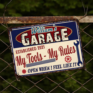 My Tools My Rules, Open When I Feel Like It, Personalized Metal Sign, Gift for DIY Enthusiasts