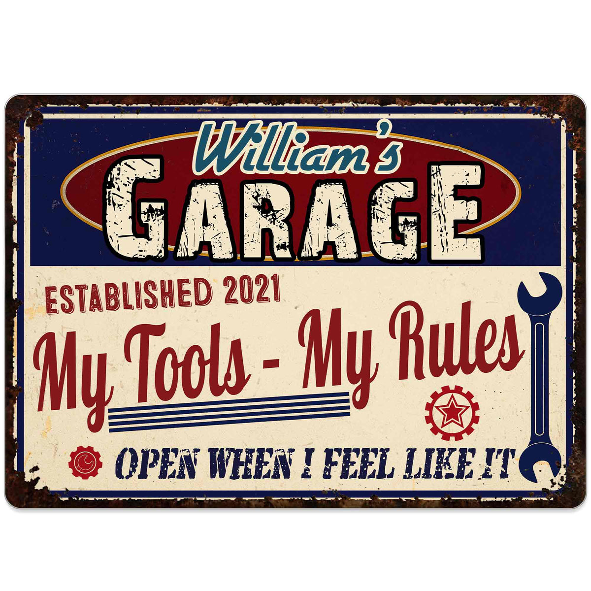 My Tools My Rules, Open When I Feel Like It, Personalized Metal Sign, Gift for DIY Enthusiasts