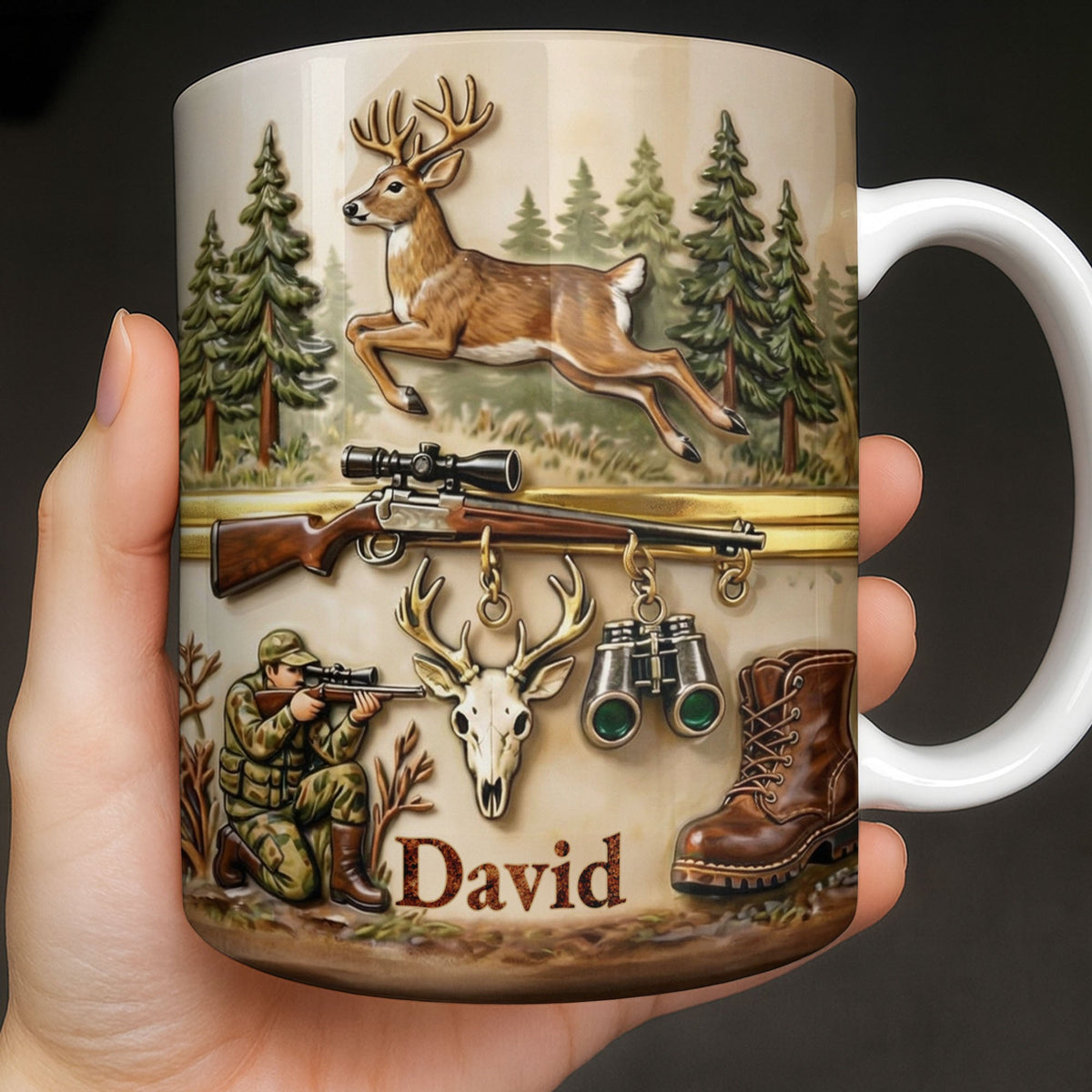 Classic Hunting Gear And Wildlife Imagery Coffee Mug, Gift For Hunters And Outdoorsmen