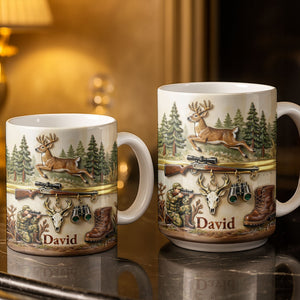 Classic Hunting Gear And Wildlife Imagery Coffee Mug, Gift For Hunters And Outdoorsmen