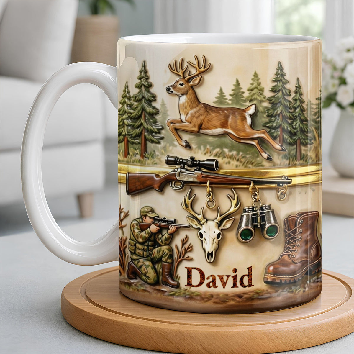 Classic Hunting Gear And Wildlife Imagery Coffee Mug, Gift For Hunters And Outdoorsmen