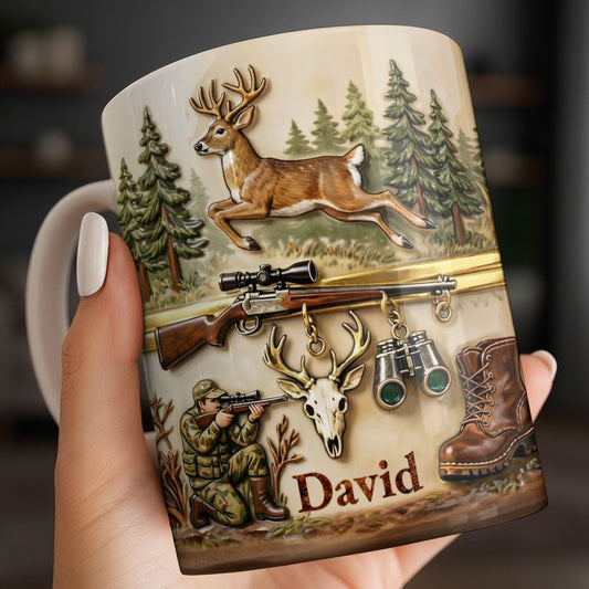 Classic Hunting Gear And Wildlife Imagery Coffee Mug, Gift For Hunters And Outdoorsmen