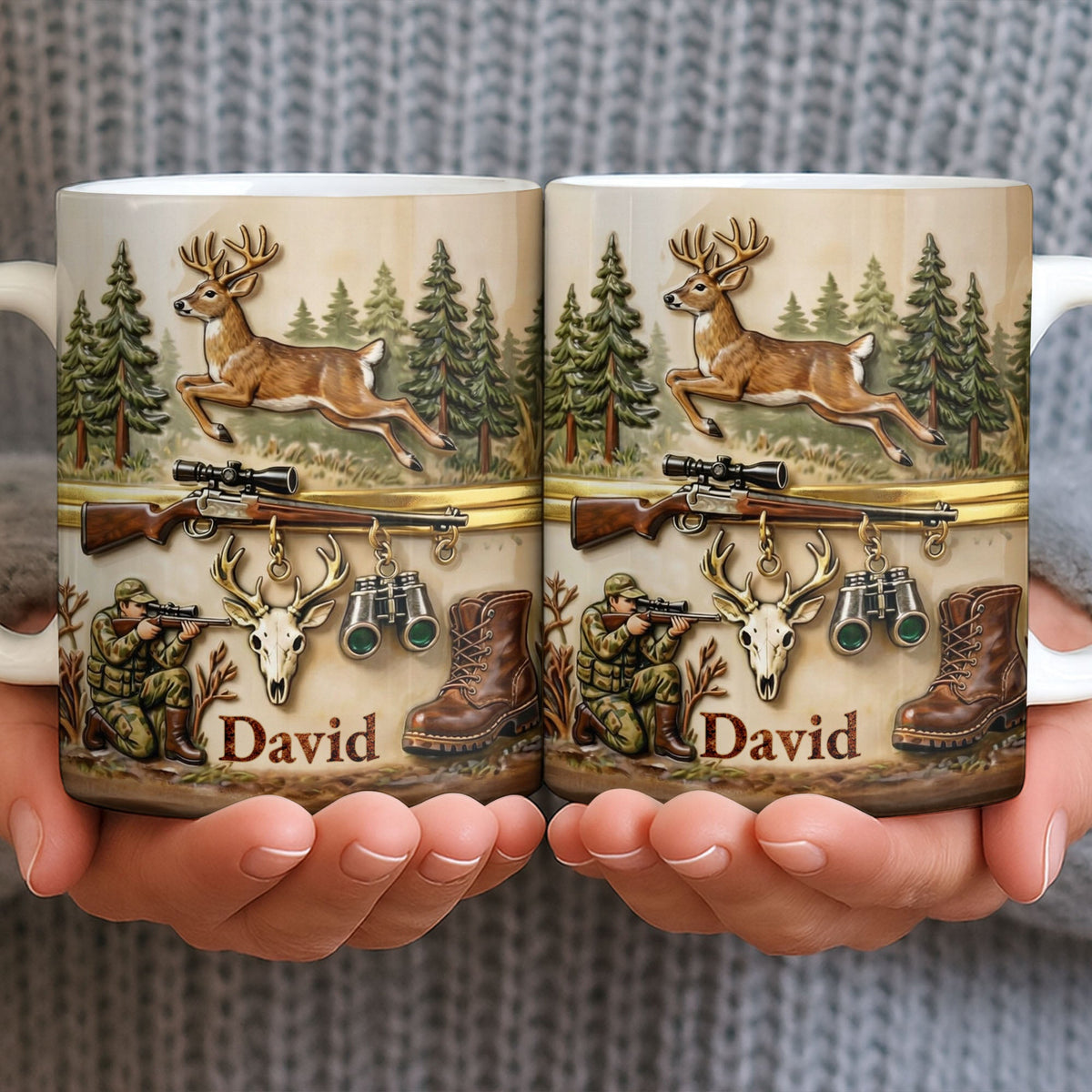 Classic Hunting Gear And Wildlife Imagery Coffee Mug, Gift For Hunters And Outdoorsmen