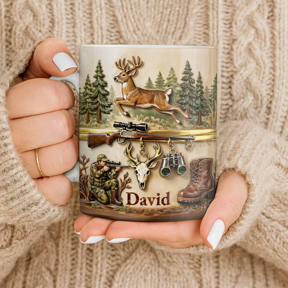 Classic Hunting Gear And Wildlife Imagery Coffee Mug, Gift For Hunters And Outdoorsmen