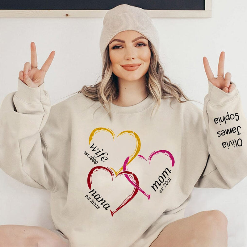 Personalized Wife Est Mom Est Grandma Est Sweatshirt, Personalized Mothers Day Shirt For Mom And Grandma