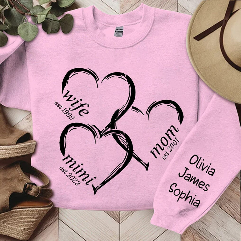 Personalized Wife Est Mom Est Grandma Est Sweatshirt, Personalized Mothers Day Shirt For Mom And Grandma