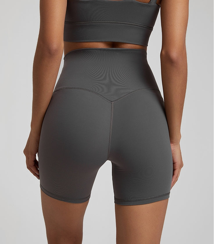 V-Back Seam Gym Yoga Biker Shorts High Waist Breathable Peach Hip Activewear Gym Leggings for Women