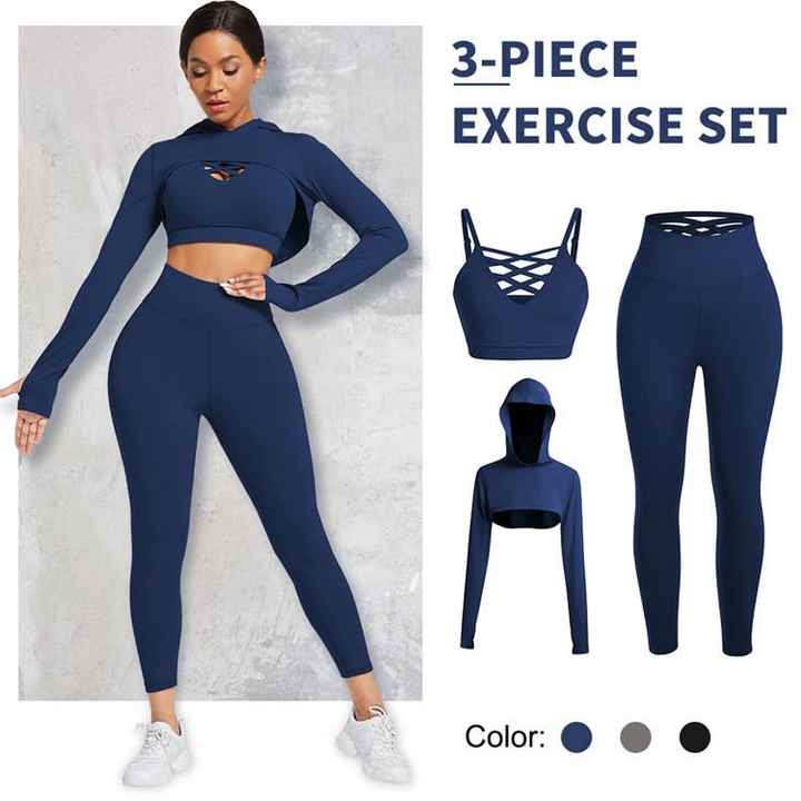 Women Seam Sports Bra High Waist Leggings Sportswear Suit Active Wear 3 Pieces Athletic Gym Fitness Yoga Sets