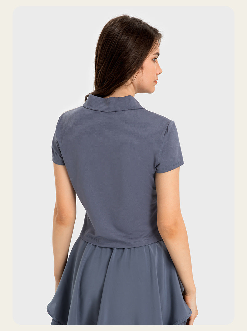 Cool Fabric Badminton Clothing Polo Shirt and 2-In-1 Mini Skirt Golf Tennis Sports Suit Set Outdoor Fitness Clothes Yoga Outfit