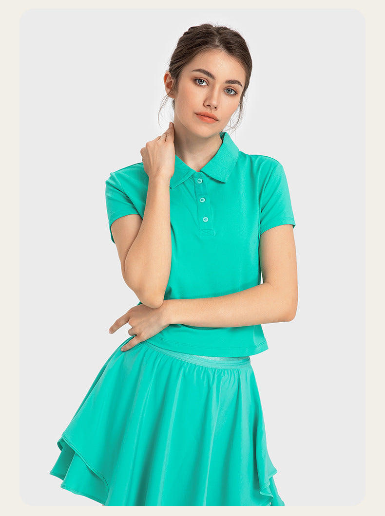 Cool Fabric Badminton Clothing Polo Shirt and 2-In-1 Mini Skirt Golf Tennis Sports Suit Set Outdoor Fitness Clothes Yoga Outfit