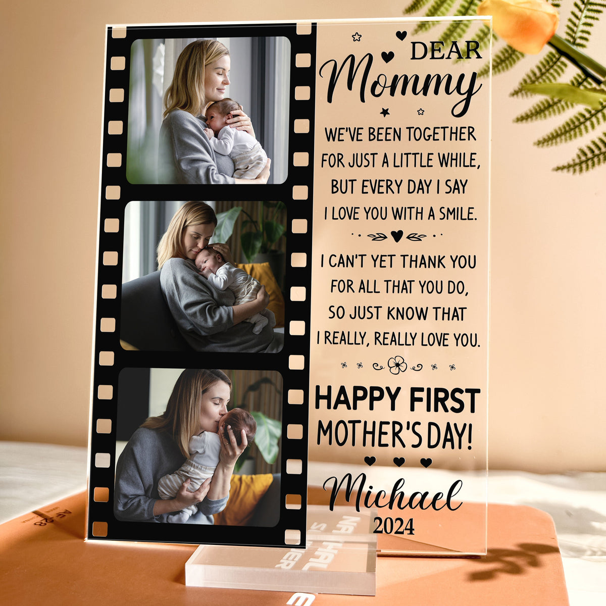 Dear Mommy Happy First Mother's Day - Personalized Acrylic Photo Plaque