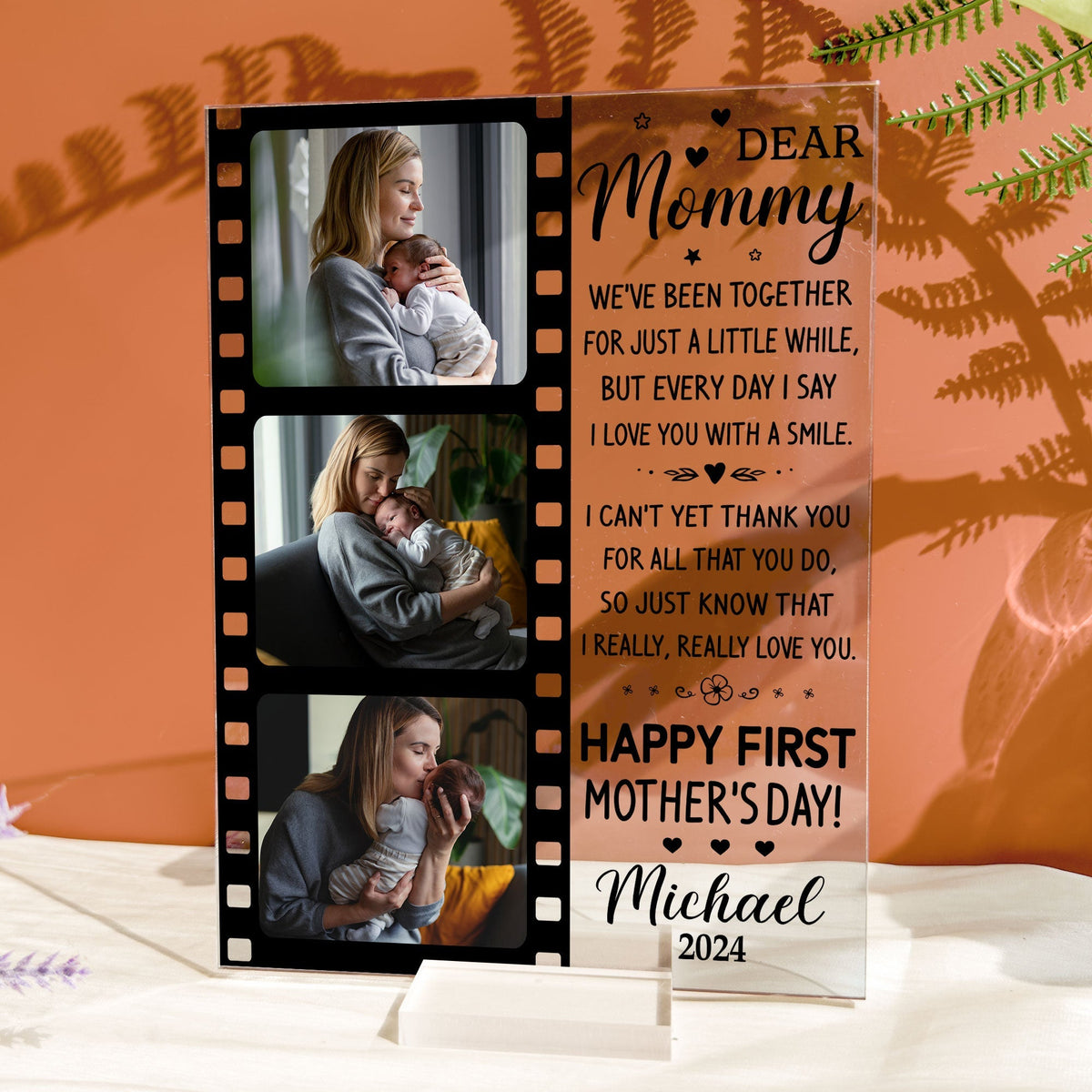 Dear Mommy Happy First Mother's Day - Personalized Acrylic Photo Plaque