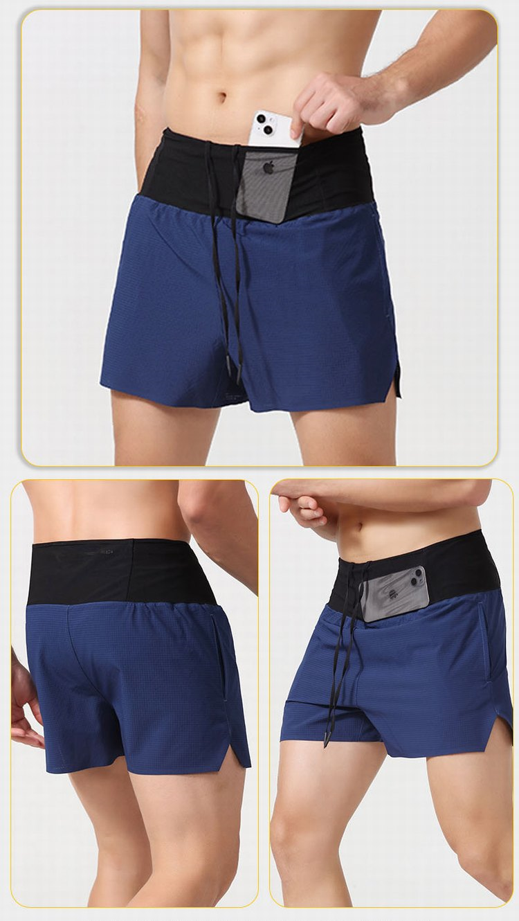 Sports Shorts Men and Women Marathon Seamless Quick Dry Running Pants With Zipper Waist Pocket Fitness Training Shorts