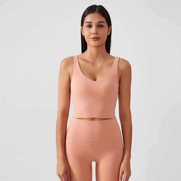 New Fabric Half Fixed Women High Strength Sport Bra Chest Pad Beauty Back Underwear Running Top Colorful Fitness Yoga Vest