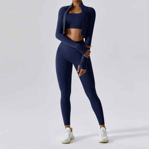 Fitness Bra Clothing Butt Lift Leggings Gym ActiveWear 4 Piece Workout Full Zip Jacket Gym Fitness Sets