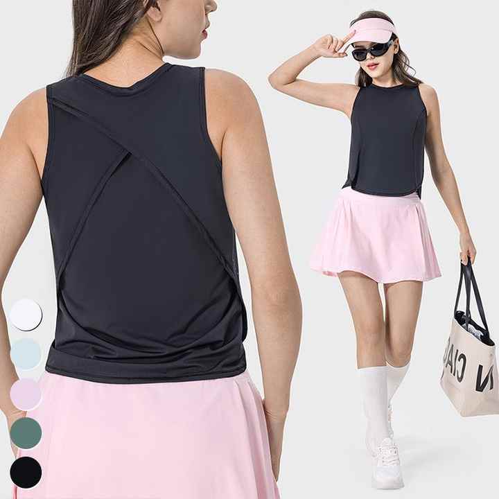 New Cross Stitching Sleeveless Sports Tops Gym Fitness Vest Quick Dry Breathable Yoga Wear Blouse Women Yoga Tank Top