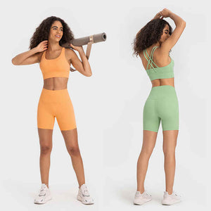 Custom Logo No Camel Toe Yoga Sport Shorts With Pockets Women Running Workout Fitness Booty Shorts