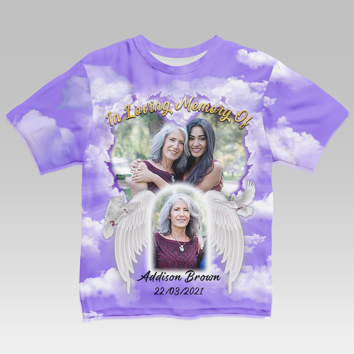 Heaven Gained Another Angel Personalized Photo 3D All Over Print Shirt Memorial Gift