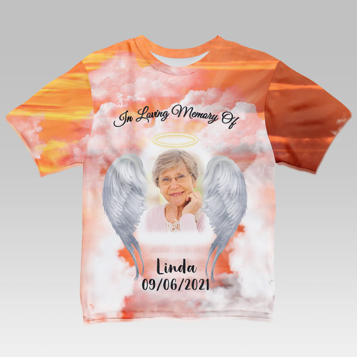 Heaven Wings RIP Personalized Photo 3D All Over Print Shirt Memorial