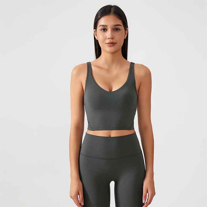 New Fabric Half Fixed Women High Strength Sport Bra Chest Pad Beauty Back Underwear Running Top Colorful Fitness Yoga Vest