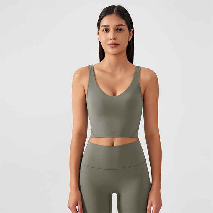 New Fabric Half Fixed Women High Strength Sport Bra Chest Pad Beauty Back Underwear Running Top Colorful Fitness Yoga Vest