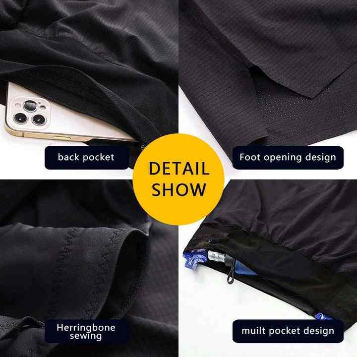 Sports Shorts Men and Women Marathon Seamless Quick Dry Running Pants With Zipper Waist Pocket Fitness Training Shorts