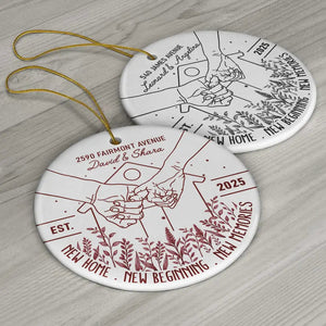 Holding Hands New Home New Beginning - Personalized Circle Ceramic Ornament