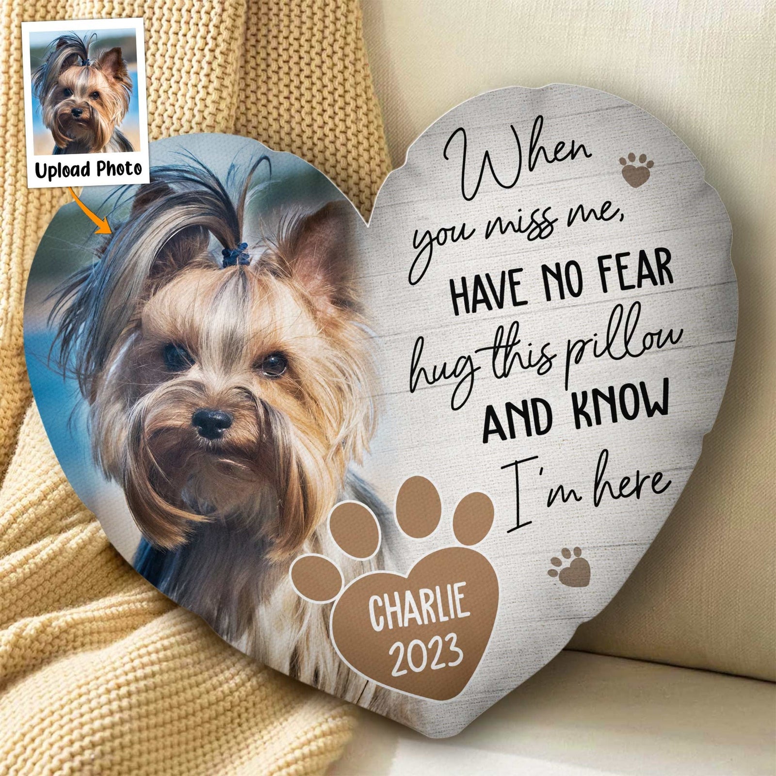 When You Miss Me Hug This Pillow & Know I Am Here - Personalized Photo Custom Shaped Pillow Memorial Gift For Dog Lovers