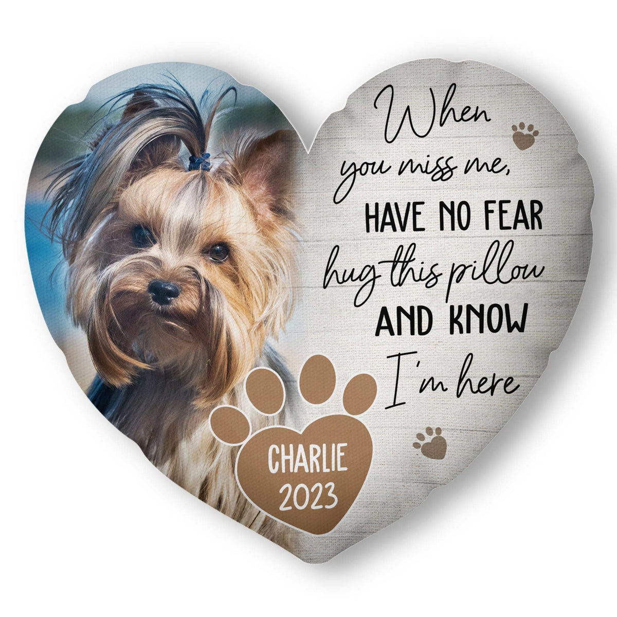 When You Miss Me Hug This Pillow & Know I Am Here - Personalized Photo Custom Shaped Pillow Memorial Gift For Dog Lovers