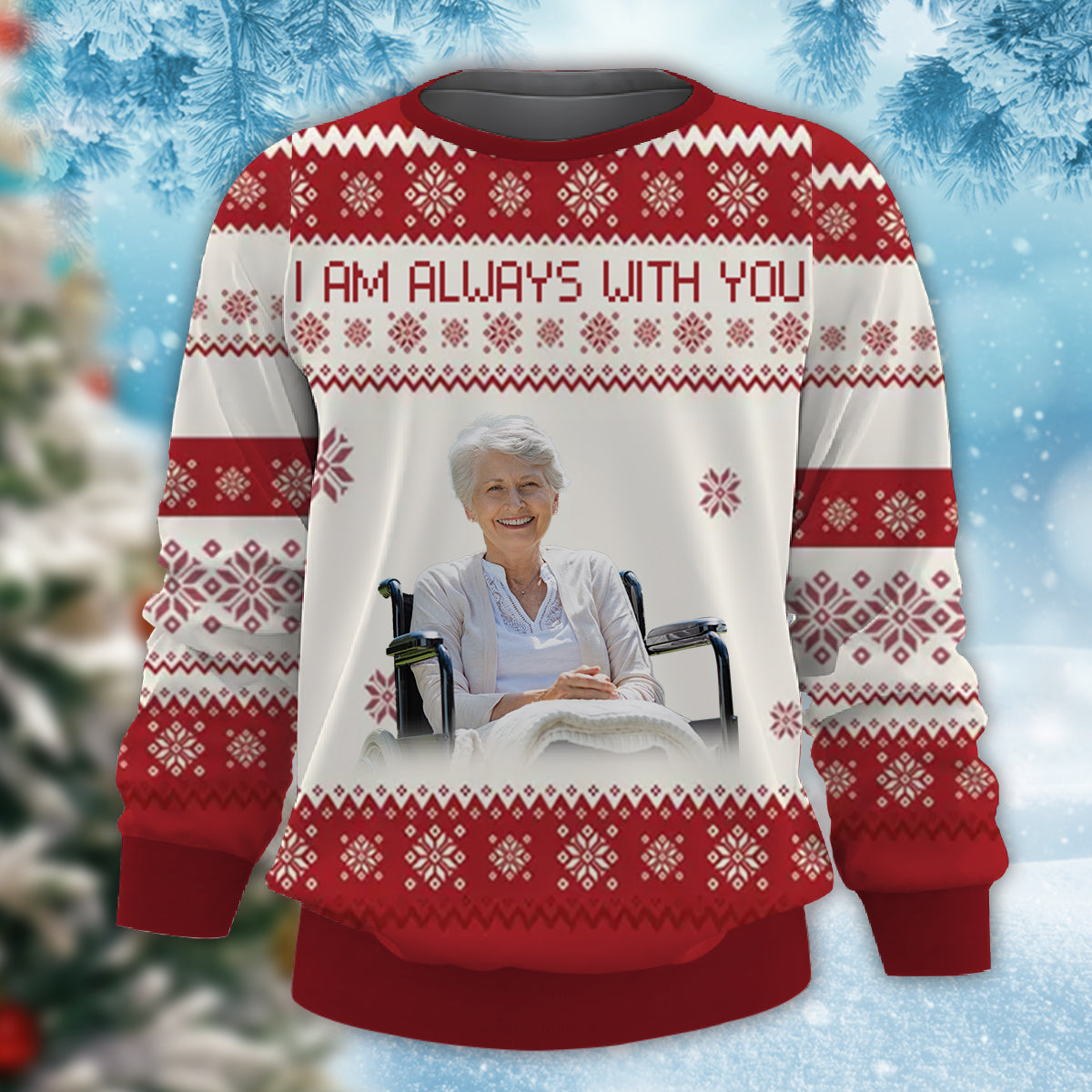 I Am Always With You - Personalized Photo Ugly Sweatshirt - Memorial Gift For Family, Christmas Gift